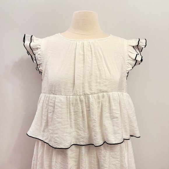 English Factory white ruffle contrast babydoll dress size Medium NWT - Picture 2 of 6
